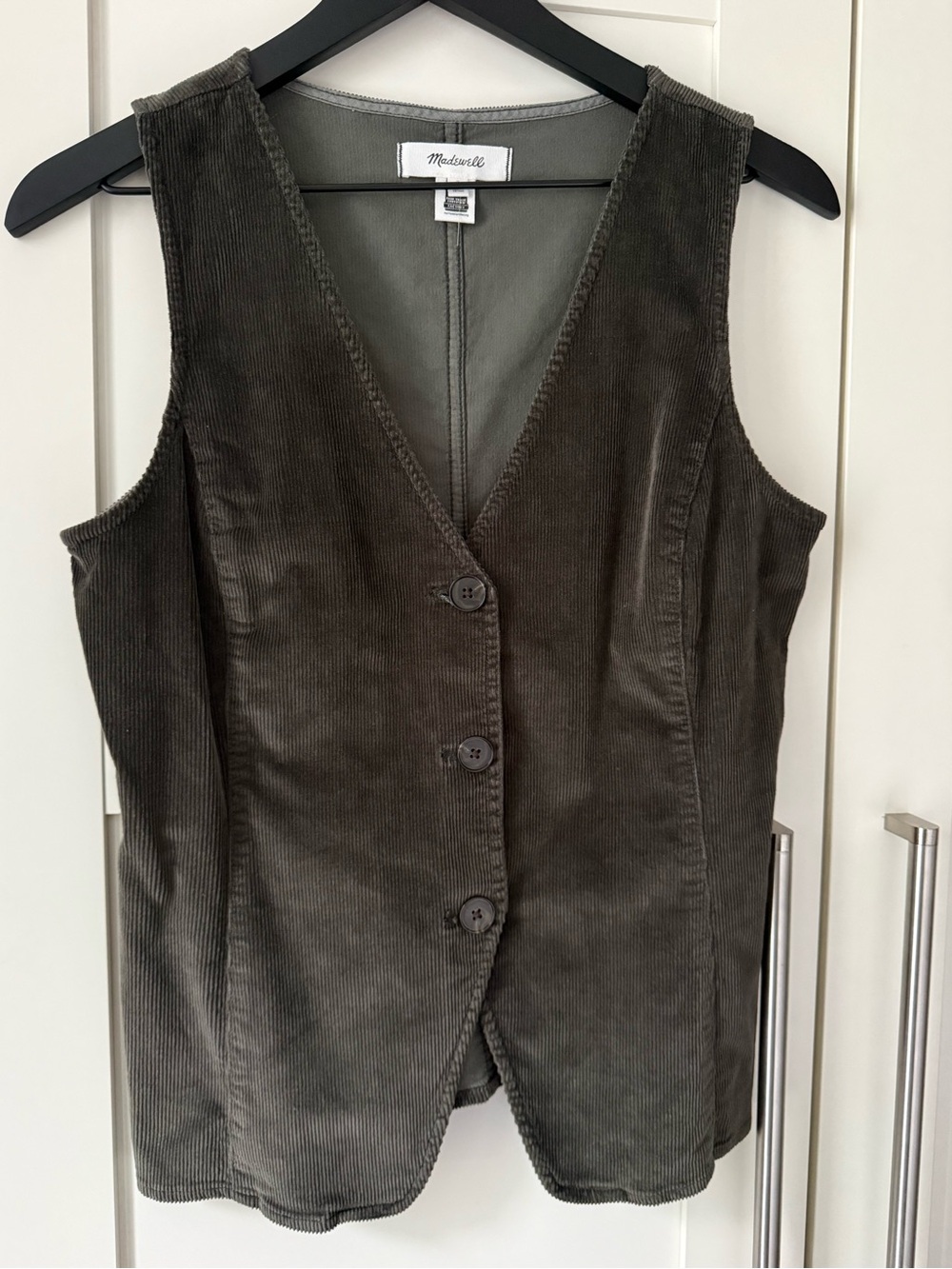 Madewell Corduroy / Tailored Vest Top – Neutral Minimalist Button Front